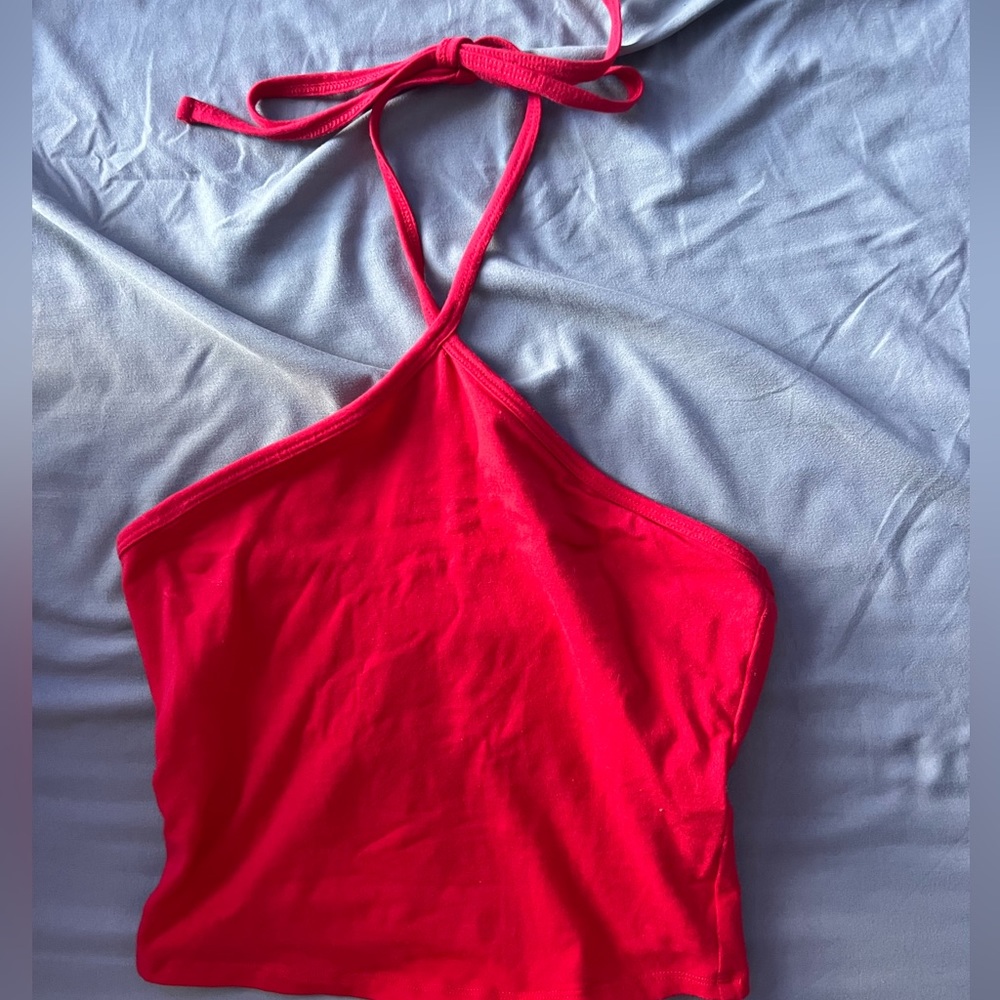 red Hollister tie halter top